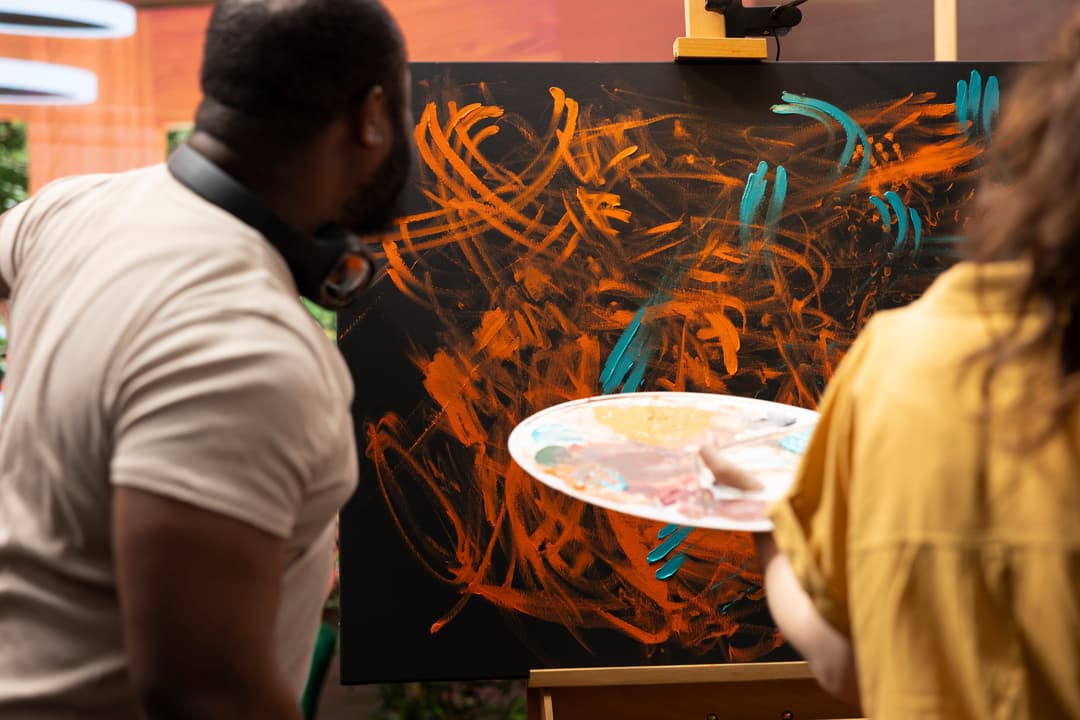 Gallery visitors viewing art